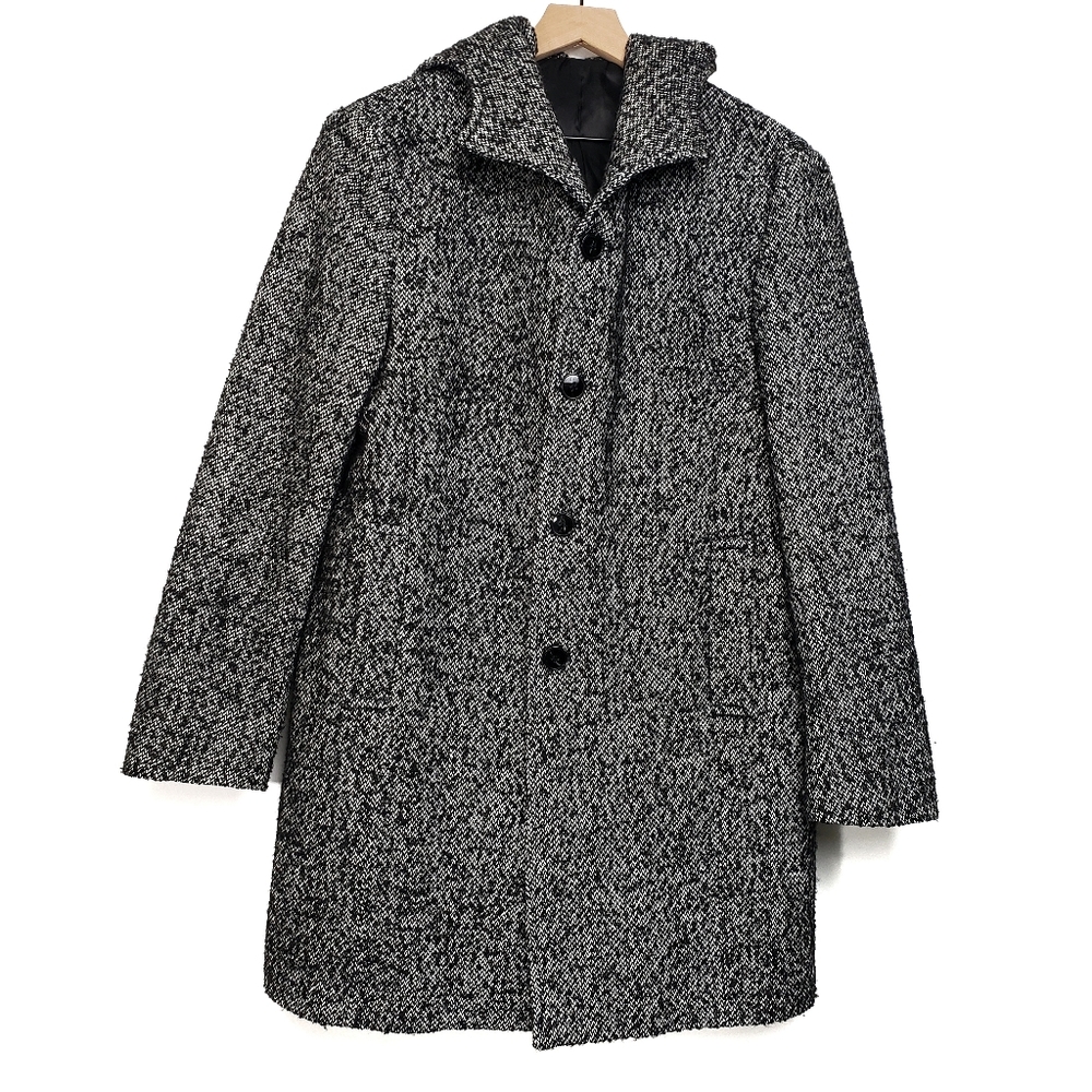 David Naman Black Hooded Button Down Jacket